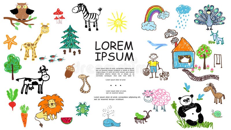 Bezszwowy Wzór Z Ptakami I Słońcem żartuje Doodles Ilustracja Wektor