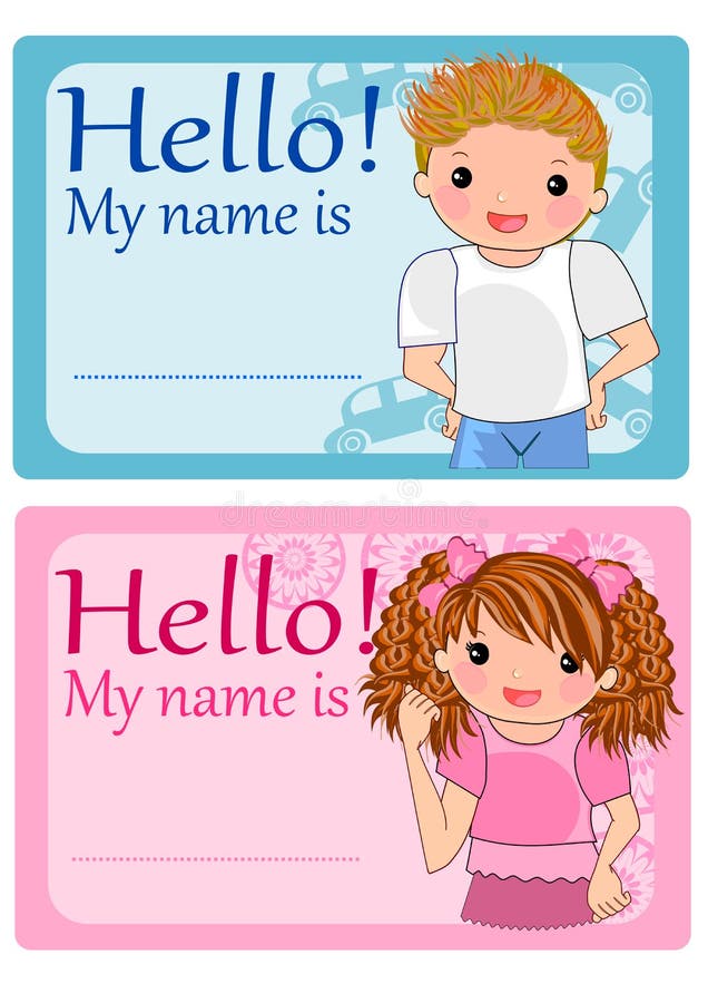 Name Tags for Kids stock illustration. Illustration of male - 67228492
