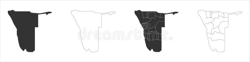 Namibia political map of administrative divisions vector illustration
