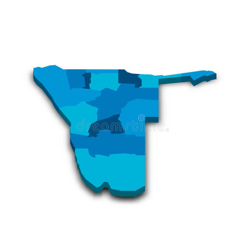 Namibia political map of administrative divisions vector illustration