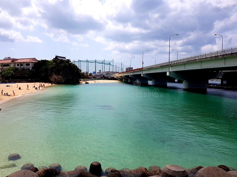 Naminoue Beach, Naha Okinawa. Nestled behind a freeway, the surprisingly popular Naminoue Beach in Naha Okinawa, Japan royalty free stock images Naminoue Beach, Naha Okinawa. Nestled behind a freeway, the surprisingly popular Naminoue Beach in Naha Okinawa, Japan royalty free stock images