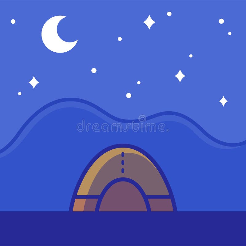 Namiot kempingowy na nocnym krajobrazie ilustracji