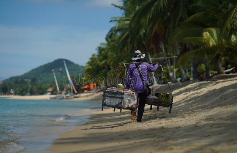 Fresh coconut seller royalty free stock images