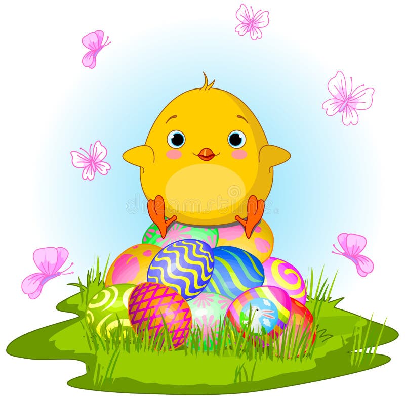 Illustration of very cute Easter chick. Illustration of very cute Easter chick