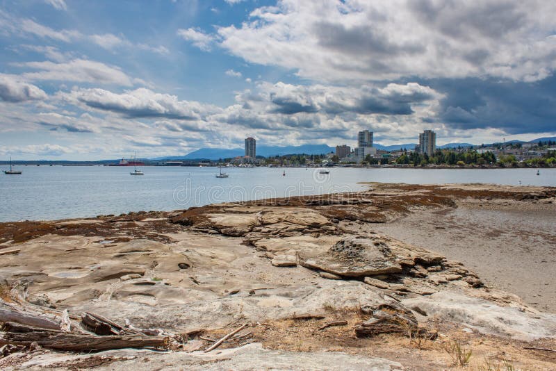 Nanaimo Skyline From Newcastle Island. A view of the Nanaimo skyline and harbour from Newcastle Island stock photos Nanaimo Skyline From Newcastle Island. A view of the Nanaimo skyline and harbour from Newcastle Island stock photos