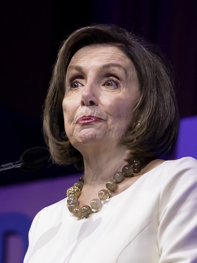 Nancy Pelosi, Speaker of the House of Representatives from California, addresses the Gala Dinner at the 2019 J Street Conference: Rise to the Moment,  in Washington, DC on October 28, 2019 at the Walter E. Washington Convention Center in the nation`s capital.  J Street is an American, predominantly Jewish organization, dedicated to trying to achieve peace between Israel and Arab nations and between Israel and the Palestinians in the form of a a two state solution. Nancy Pelosi, Speaker of the House of Representatives from California, addresses the Gala Dinner at the 2019 J Street Conference: Rise to the Moment,  in Washington, DC on October 28, 2019 at the Walter E. Washington Convention Center in the nation`s capital.  J Street is an American, predominantly Jewish organization, dedicated to trying to achieve peace between Israel and Arab nations and between Israel and the Palestinians in the form of a a two state solution.