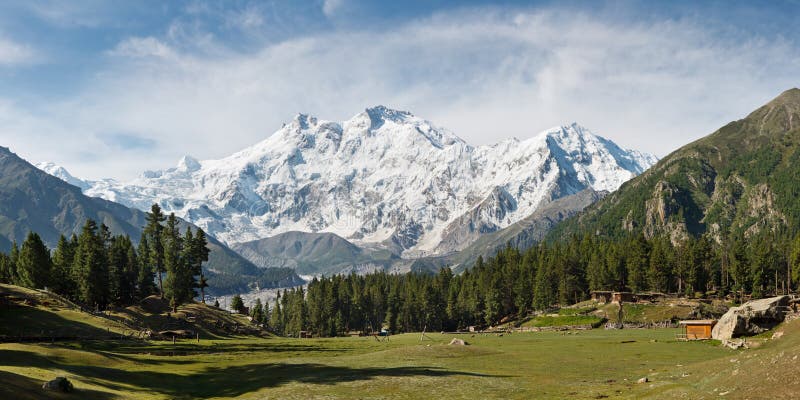 Nanga Parbat y prados de hadas panorama, Himalaya, Paquistán