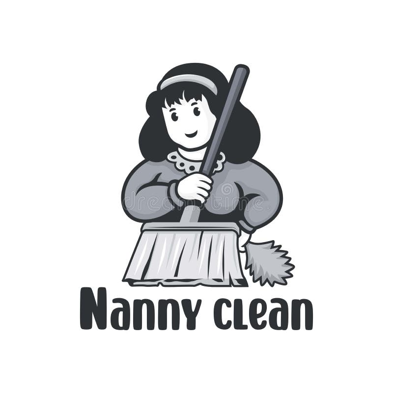 Nanny clean black and white character logo vector. Nanny logo vectors