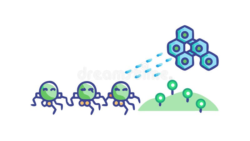 Nanobot Swarm Icon: Advanced Technology Robotics Vector Design Generative AI royalty free illustration