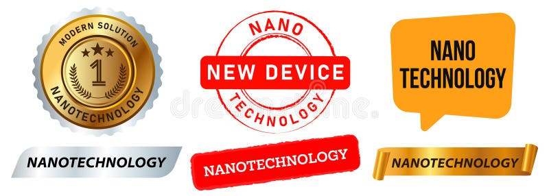 Nanotechnology technology futuristic system nano tech stamp colorful badge sign label sticker emblem machine hardware royalty free illustration