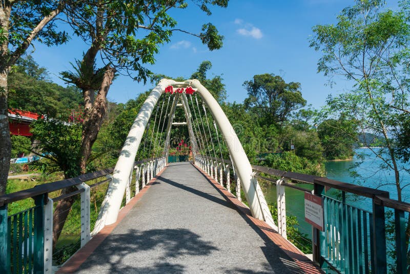 Nantou, Taiwan - November 6, 2019:  Tong xin bridge, Sun Moon lake bike trail, Taiwan