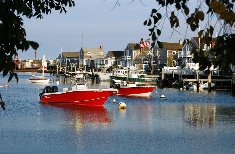 Nantucket, MA: Fischerboote stockfoto
