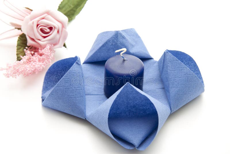 Napkin with blue candle