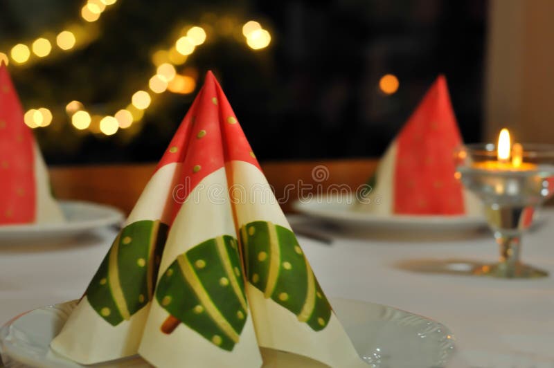 Napkin of christmas tree with christmas lights on background royalty free stock photo Napkin of christmas tree with christmas lights on background royalty free stock photo