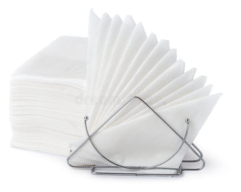Table Napkin Holder With Yellow Napkins Isolated Stock Photo Image of