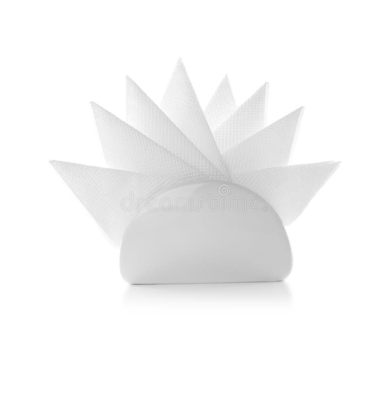 Napkin Holder with Paper Serviettes on White Stock Image Image of