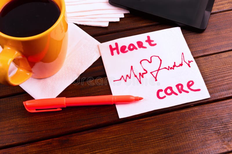 Napkin sketch cardiogram heart care royalty free stock photography Napkin sketch cardiogram heart care royalty free stock photography
