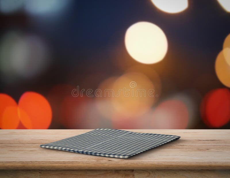 Napkin on wooden counter stock photo