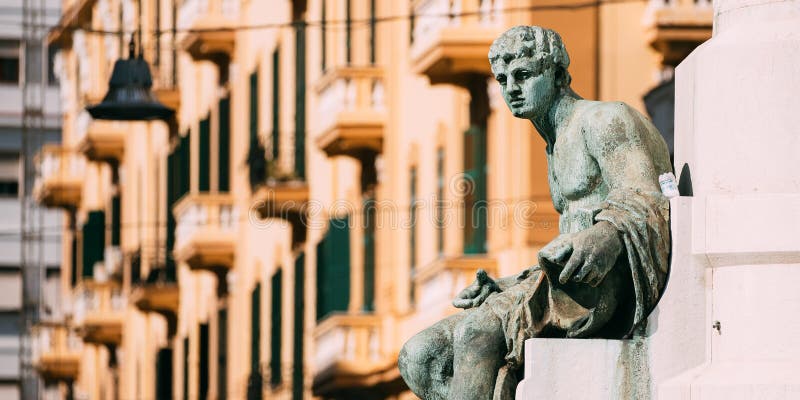 Naples, Campania, Italy. Close Up Details Of Monument Of King Umberto I Who Ruled Italy From 1878 To 1900. Naples, Campania, Italy. Close Up Details Of Monument Of King Umberto I Who Ruled Italy From 1878 To 1900.