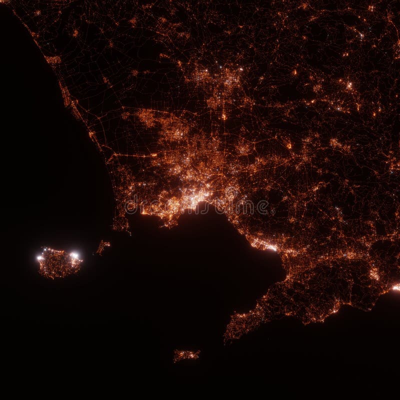 Naples City Lights Map Top View From Space Aerial View On Night naples-city-lights-map-top-view-from-space-aerial-view-on-night