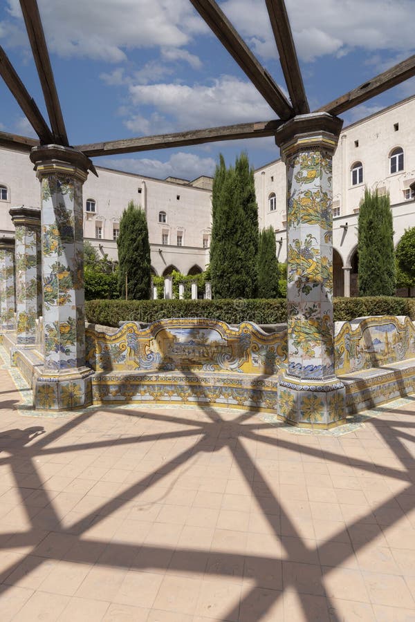 Cloister Santa Chiara With Octagonal Columns Decorated With Majolica