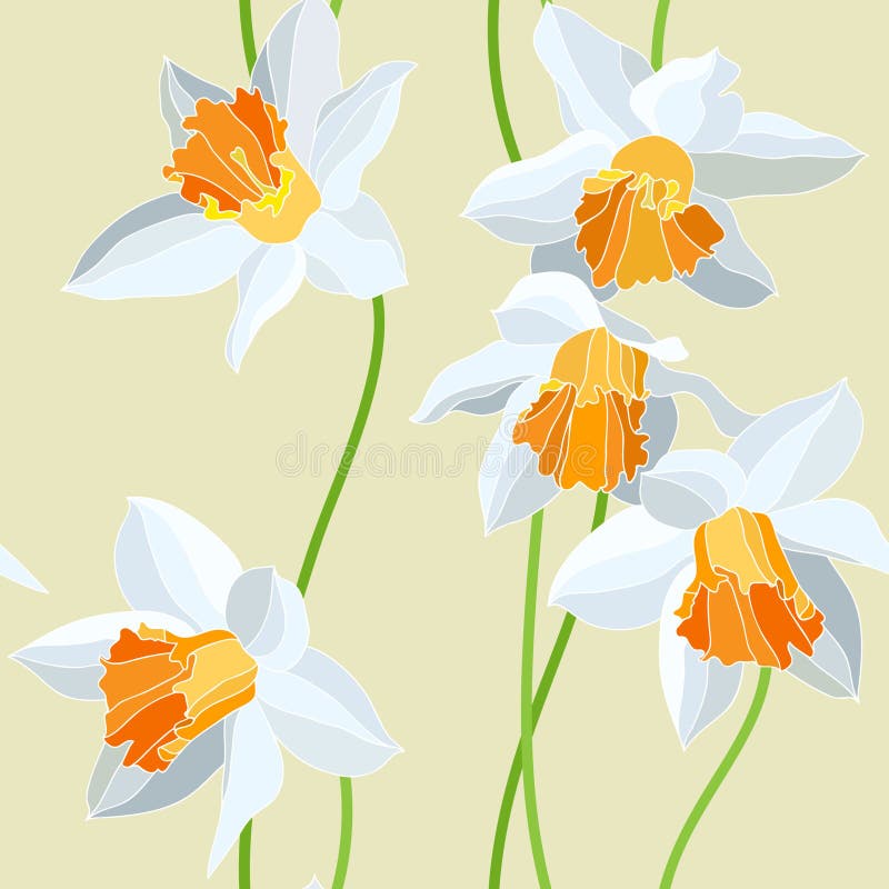 Narcissus seamless vector pattern