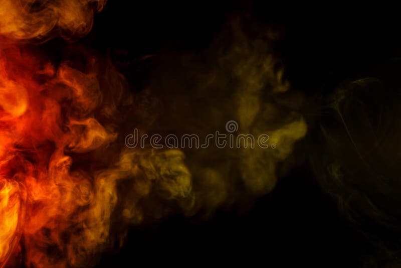 Abstract art. Color crimson yellow smoke hookah on a black background. Background for Halloween. Texture fog. Design element. The concept of poison gas. Abstract art. Color crimson yellow smoke hookah on a black background. Background for Halloween. Texture fog. Design element. The concept of poison gas.