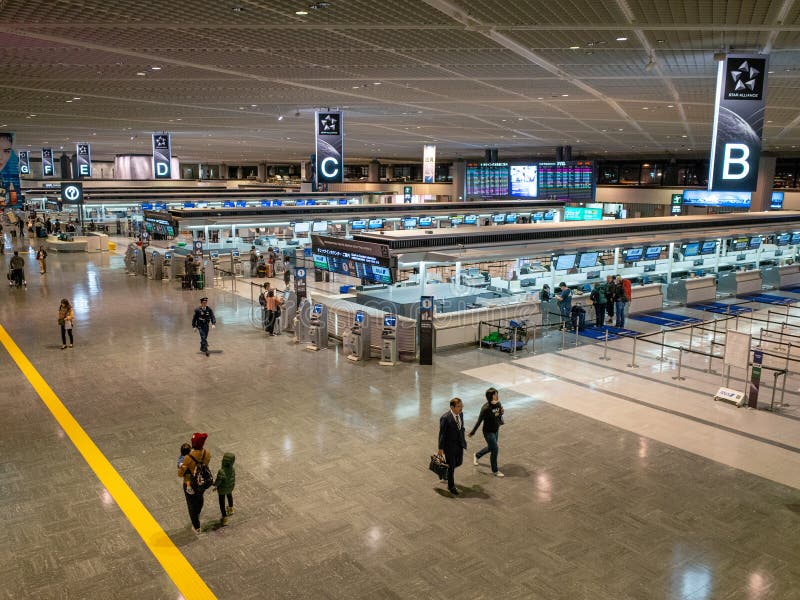 Terminal hall in airport. Narita International Airport in Tokyo Japan royalty free stock photo Terminal hall in airport. Narita International Airport in Tokyo Japan royalty free stock photo