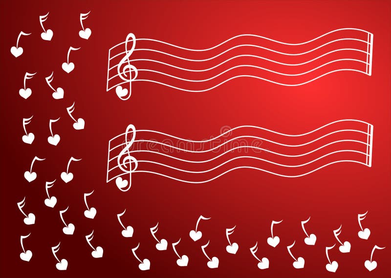 Corner with music notes in redbackground, with staves without notes to write the message. Corner with music notes in redbackground, with staves without notes to write the message.