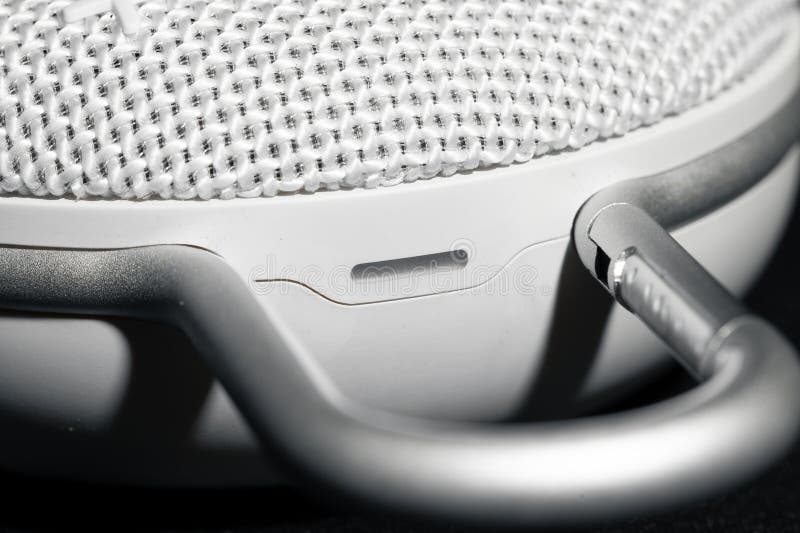 Narrow focus loud speaker dynamic device type-c charger input connector modern technology connection object view stock image