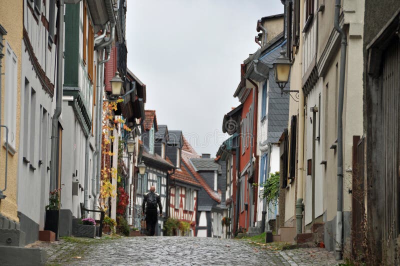 Narrow road with old houses