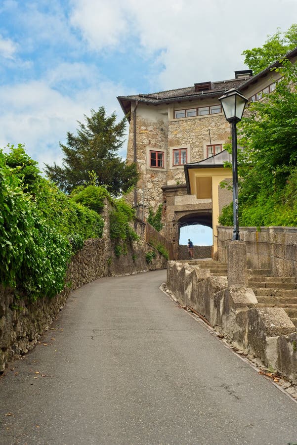 Steep climb through arched passage in Salzburg royalty free stock images Steep climb through arched passage in Salzburg royalty free stock images
