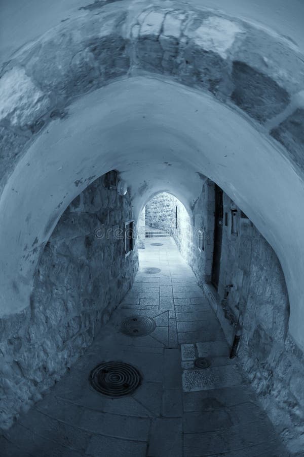 The narrow street in the Arab quarter of the Old C