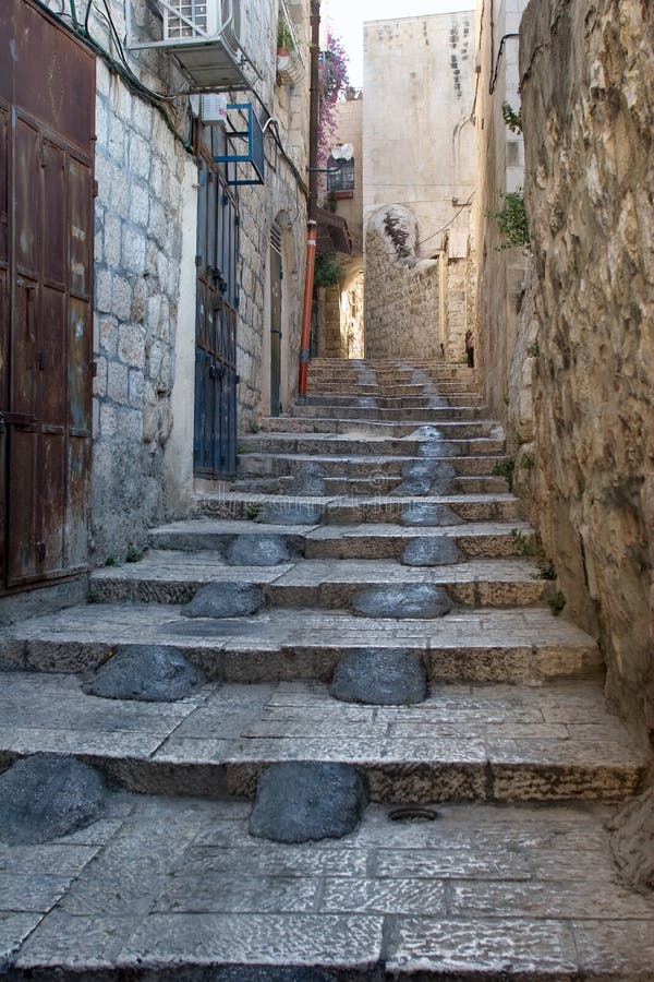 The narrow street in the Arab quarter of the Old C