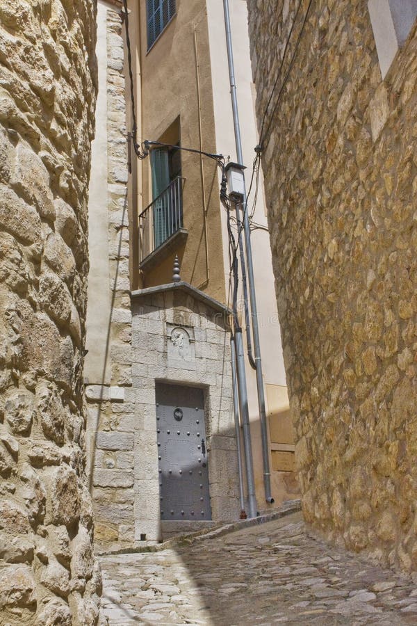 Narrow street in Girona royalty free stock photo Narrow street in Girona royalty free stock photo
