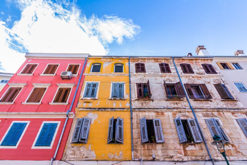 Narrow street in night of old town of Rovinj, Croatia stock images Narrow street in night of old town of Rovinj, Croatia stock images