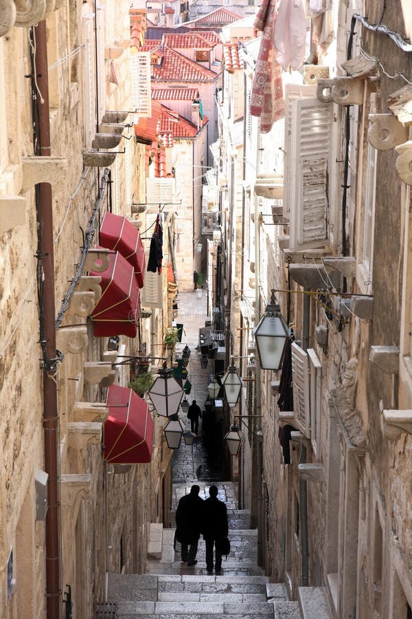 Narrow street in old city Dubrovnik, Croatia