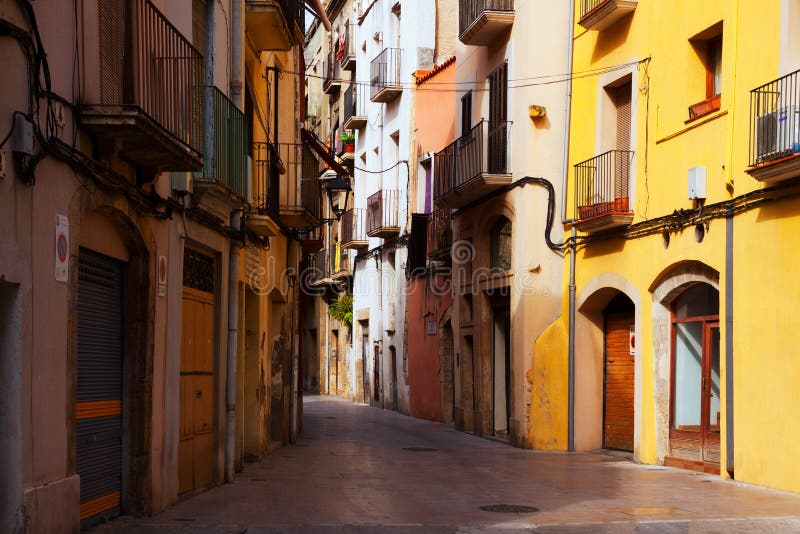 Narrow Street in Old Town. Tarragona Stock Photo - Image of european ...