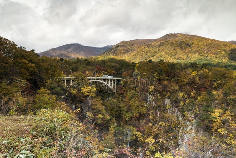 Naruko Gorge Autumn leaves in the fall season, Japan