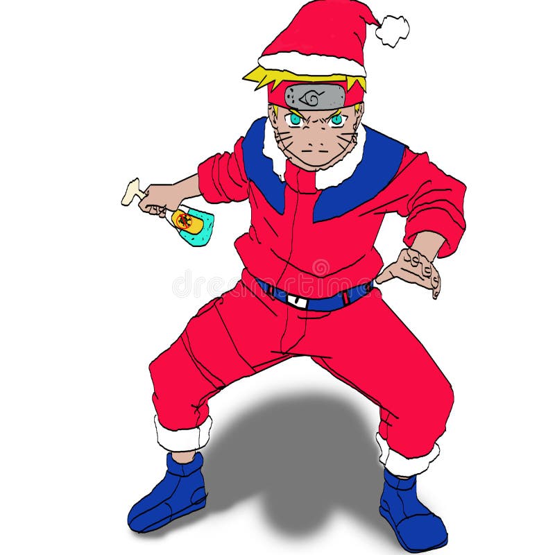 Blue Pen Drawing Santa With Christmas Candle PNG | Citypng