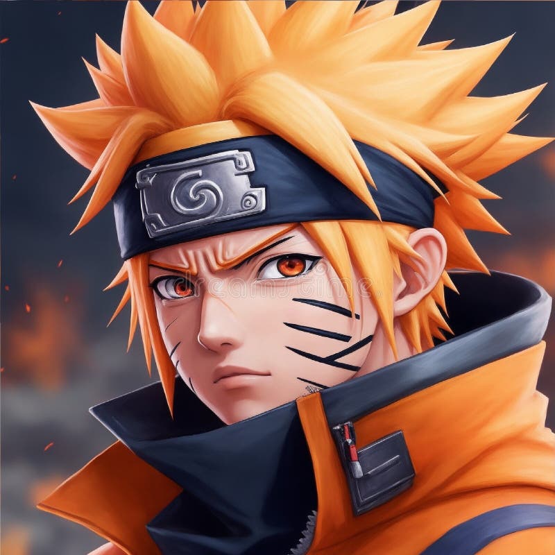 side close up portrait of Naruto wearing black and white ninja s