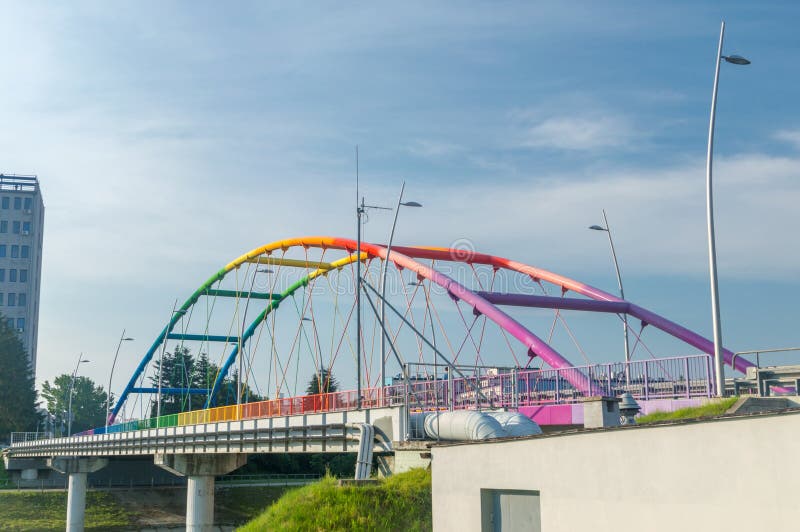Narutowicz Bridge Over Wislok River in Rzeszow, Poland Stock Image
