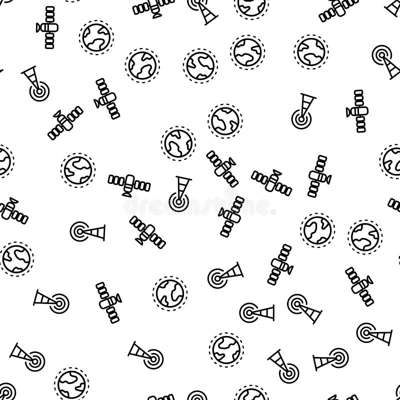 NASA Launch Orbit Satellite Earth Seamless Pattern royalty free illustration