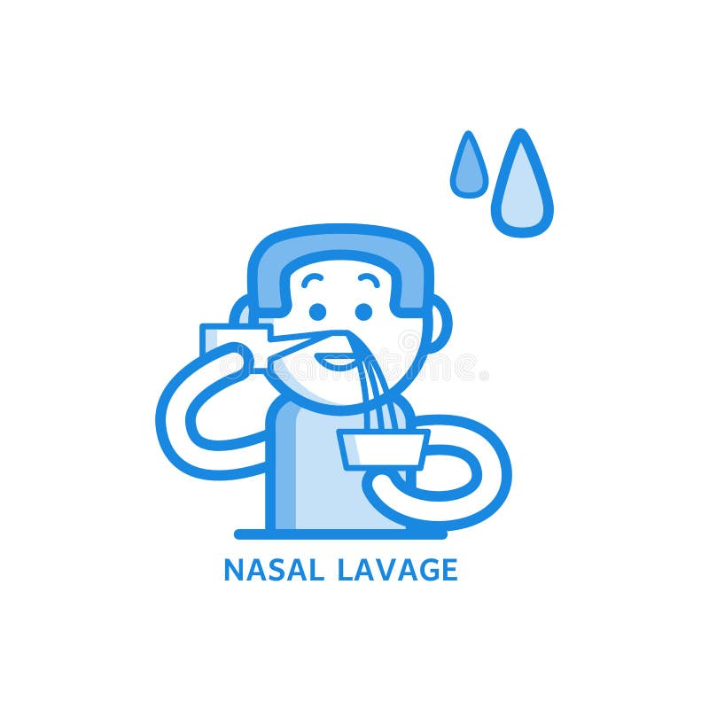 Nasal Irrigation and Lavage Process Line Icon - Man Washing His Sinuses in  Nose with Water or Medicine. Stock Vector - Illustration of health, device:  139511287