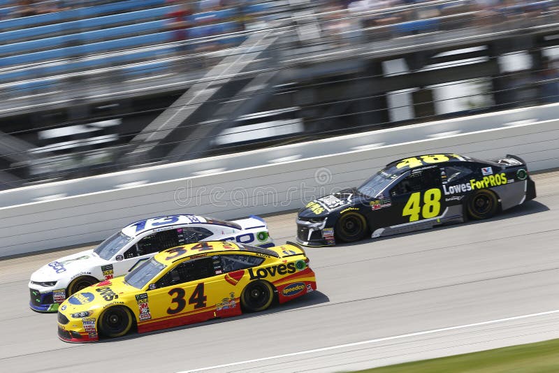 July 01, 2018 - Joliet, Illinois , USA: Michael McDowell 34 battles for position during the Overton`s 400 at Chicagoland Speedway in Joliet, Illinois . July 01, 2018 - Joliet, Illinois , USA: Michael McDowell 34 battles for position during the Overton`s 400 at Chicagoland Speedway in Joliet, Illinois .