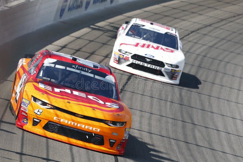 June 30, 2018 - Joliet, Illinois, USA: Kyle Larson 42 battles for position during the Overton`s 300 at Chicagoland Speedway in Joliet, Illinois. June 30, 2018 - Joliet, Illinois, USA: Kyle Larson 42 battles for position during the Overton`s 300 at Chicagoland Speedway in Joliet, Illinois.