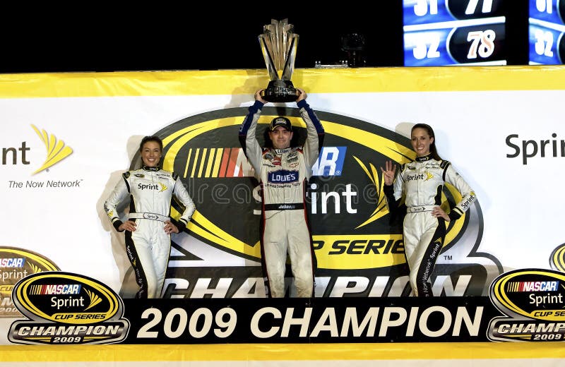 Homestead, FL - November 22, 2009: Jimmie Johnson wins the 2009 NASCAR Sprint Cup Series Championship. Homestead, FL - November 22, 2009: Jimmie Johnson wins the 2009 NASCAR Sprint Cup Series Championship.