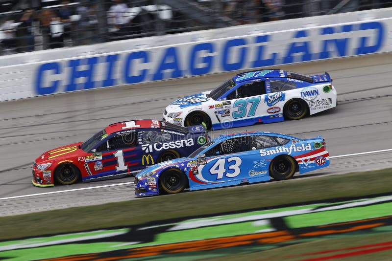 September 17, 2017 - Joliet, Illinois, USA: Jamie McMurray 1, Aric Almirola 43 and Chris Buescher 37 battle for position during the Tales of the Turtles 400 at Chicagoland Speedway in Joliet, Illinois. September 17, 2017 - Joliet, Illinois, USA: Jamie McMurray 1, Aric Almirola 43 and Chris Buescher 37 battle for position during the Tales of the Turtles 400 at Chicagoland Speedway in Joliet, Illinois.