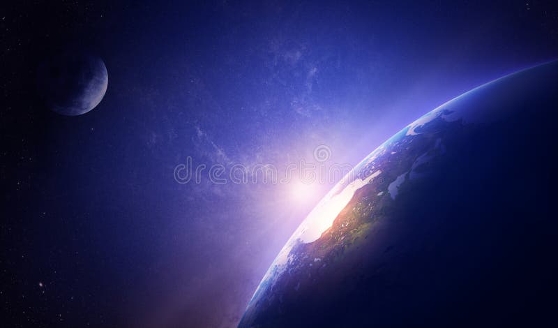 Nascer do sol da terra no espaço nevoento sobre America do Norte ilustração royalty free Nascer do sol da terra no espaço nevoento sobre America do Norte ilustração royalty free