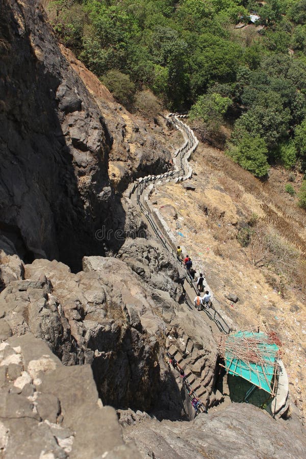 People walking on the steps of Brahmagiri hill at Trimbakeshwar